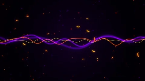 Abstract glowing wave lines with flying bats and particle elements video Stock-Footage 346062745