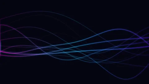 Abstract glowing wave lines moving on dark background 4K video Stock Footage 344740304