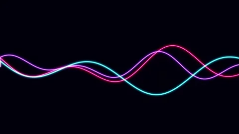 Abstract glowing wave lines moving on dark background video Stock Footage 346150779