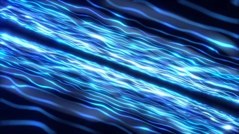 Abstract glowing wave made of particles and lines moving on blue background Stock Footage 296603314