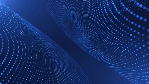 Abstract glowing wave of particles and dots moves on a blue background Stock Footage 254072163