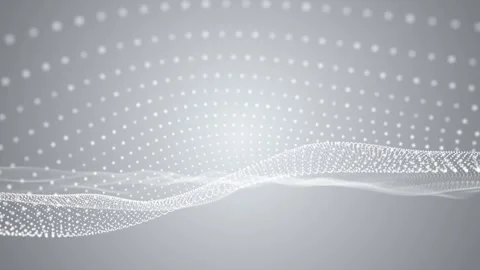 Abstract glowing wave of particles and dots moving on a clean gray white back Stock Footage 272770395