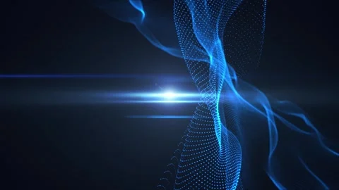 Abstract glowing wave of particles and dots moving on blue background with op Stock Footage 285750689