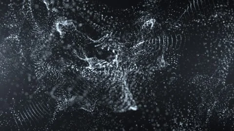 Abstract glowing wave of particles and dots moving on dark background Stock Footage 311999617