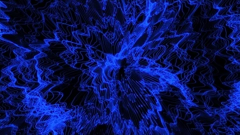 Abstract glowing wave from of particles and dots moves on a black background Stock Footage 337913482