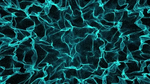 Abstract glowing wave from of particles and dots moves on a black background Stock Footage 338267132