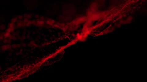 Abstract glowing wave from of particles and dots moves on a black background Stock Footage 338267208