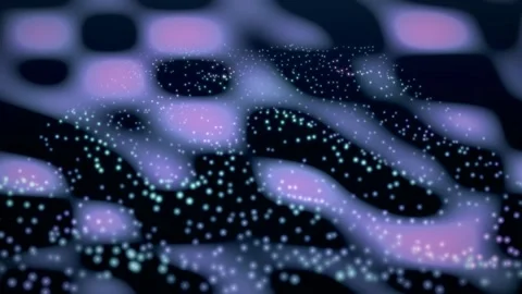 Abstract Glowing Wave Particles Motion Background Animated Purple Wave Mesh Stock-Footage 344764846