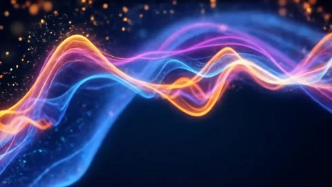 Abstract Glowing Wave Patterns Flowing with Particle Effects Stock Footage 314241882