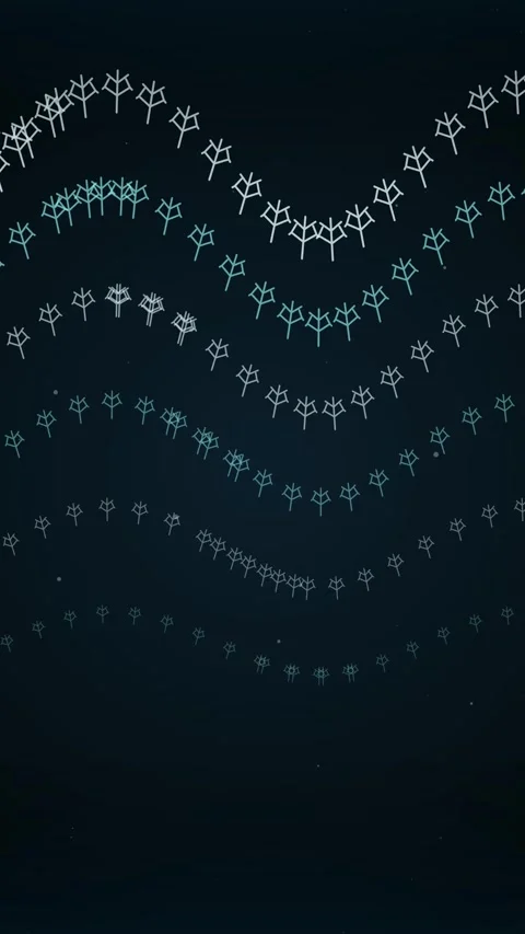 Abstract Glowing Wave Patterns with Geometric Symbols on Dark Background Stock Footage 346197549