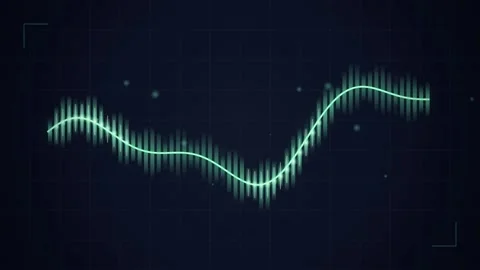 Abstract Glowing Waveform Data Visualization on Dark Grid Background Stock Footage 346661615