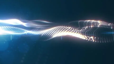 Abstract glowing waves from particles and dots energy magical futuristic hi.. Stock Illustration