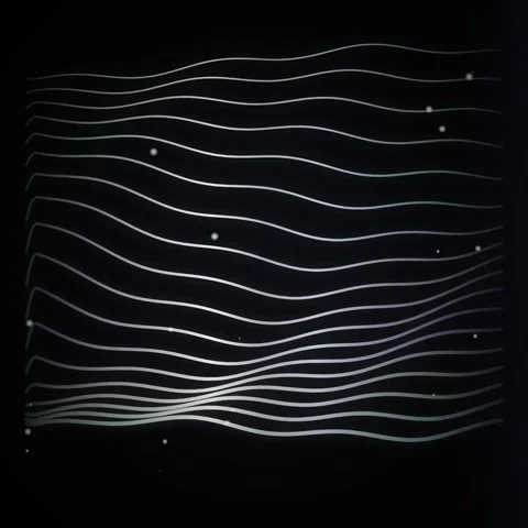Abstract glowing wavy lines moving seamlessly on black background for tech .. Stock Footage 345689421