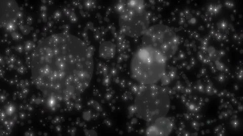 Abstract glowing white and silver star particles floating in a dark cosmic .. Stock Illustration