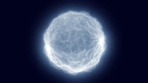 Abstract glowing white energy sphere formed by an intricate luminous mesh o.. Stock Footage 345511802