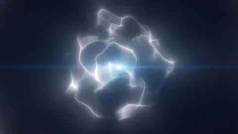 Abstract glowing white energy sphere with translucent fluid shapes, bright .. Stock Illustration