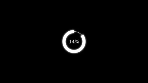 Abstract glowing white half circle progress indicator 50 percent HUD gauge 4k Stock Footage 348589931