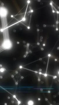 Abstract glowing white network of connected dots and lines on a dark backgrou Stockillustratie