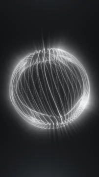 Abstract glowing white orb formed by flowing luminous lines and radiant bea.. Stock Illustration