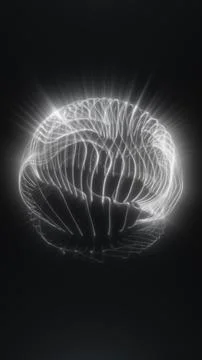 Abstract glowing white orb formed by flowing luminous lines and radiant bea.. Stock Illustration