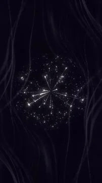 Abstract Glowing White Particle Sphere Explosion on Dark Background Stock Illustration