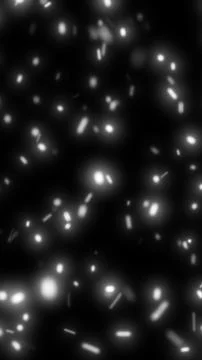 Abstract glowing white particles floating in dark space, symbolizing energy,  Illustrazione stock