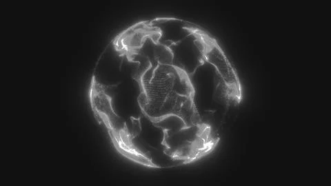 Abstract glowing white sphere with particle wave patterns, futuristic digital Illustrazione stock