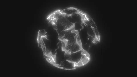 Abstract glowing white sphere with particle wave patterns, futuristic digital Stock Illustration