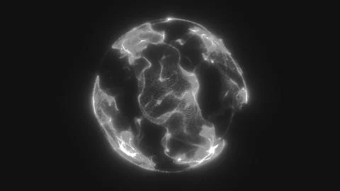 Abstract glowing white sphere with particle wave patterns, futuristic digit.. 스톡 일러스트