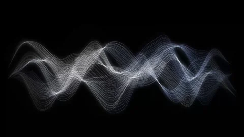 Abstract Glowing White Wave Form Flowing on Black Background Loop Stock Footage 345208298