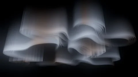 Abstract Glowing White Wave Motion Blur on Dark Background, Futuristic Light Art Stock Footage 336334322