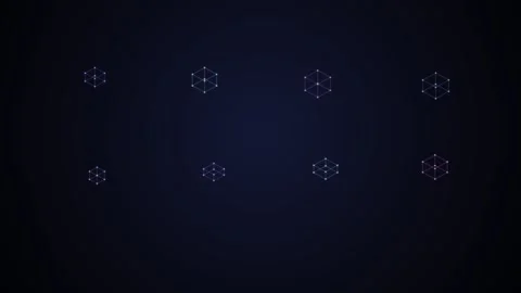 Abstract glowing wireframe cubes rotating on dark background Stock Footage 335893920