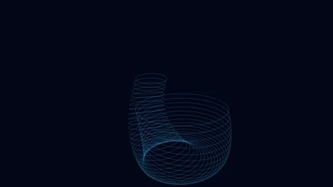 Abstract glowing wireframe curve loop, technological data connection animatio Stock Footage 342523165