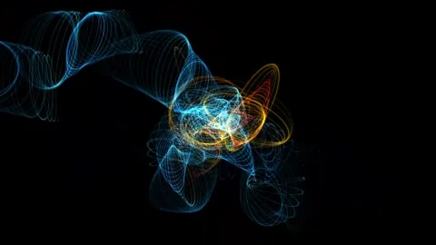 Abstract glowing wireframe wave lines animation on black background Stock Footage 341525385