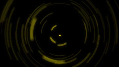 Abstract glowing yellow circular light streaks rotating in a dark space Stock Footage 346559468