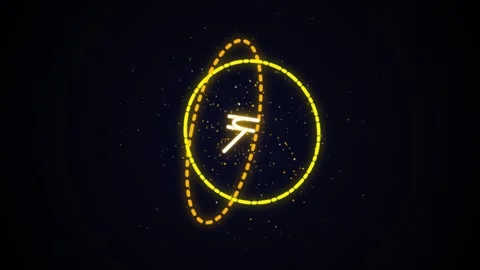 Abstract glowing yellow neon light elliptical rings with particles video Stock Footage 344240381