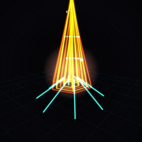Abstract glowing yellow triangle animation on black background Stock Footage 344778107