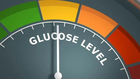 Abstract glucose level indicator with color scale and arrow. 3D render Stock Footage 201316331