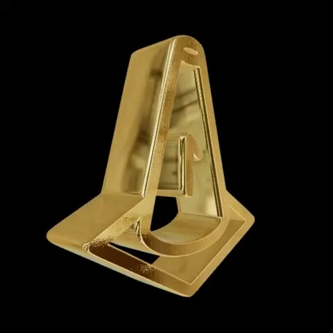 Abstract gold 3D geometric shape rotating against black background Video stock 342168332