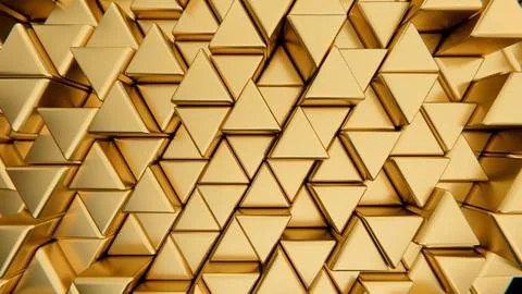 Abstract Gold 3D Triangles Geometric Pattern Stock Illustration