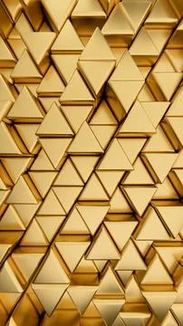 Abstract Gold 3D Triangles Geometric Pattern Stock Illustration