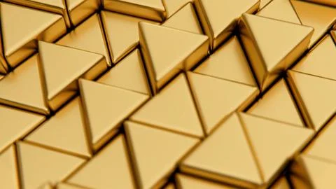 Abstract Gold 3D Triangles Geometric Pattern Stock-Illustration