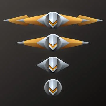 Abstract gold and silver level achievement rank badge buttons for game ui design Stock Illustration