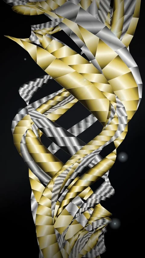Abstract Gold and Silver Metallic Ribbon Swirl Motion Background Stock Footage 346202955