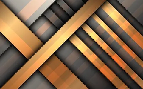Abstract gold and silver overlapped style geometric shapes background Illustrazione stock