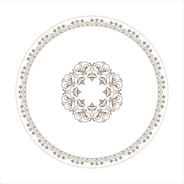 Abstract gold arabic frame on white background. Oriental round pattern frame  Stock Illustration