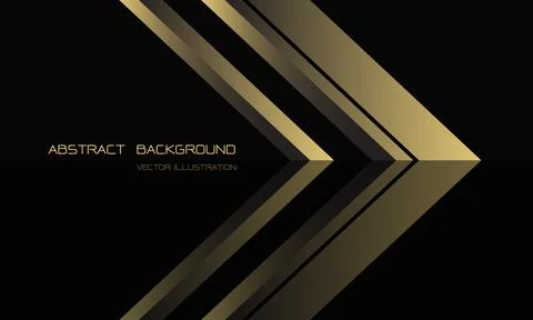 Abstract gold arrow direction on black with blank space for text design Stock Illustration