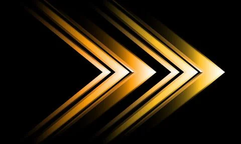 Abstract gold arrow direction geometric on black with blank space design Stock Illustration