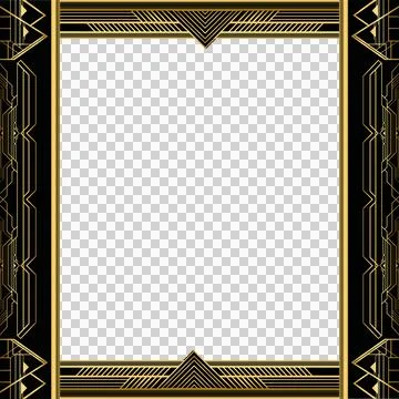 Abstract gold Art Deco flat design frame is displaying geometric lines on 스톡 일러스트