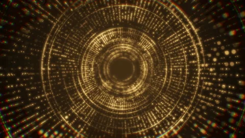 Abstract gold background with circle glitter particle fly through Stock Footage 154230734